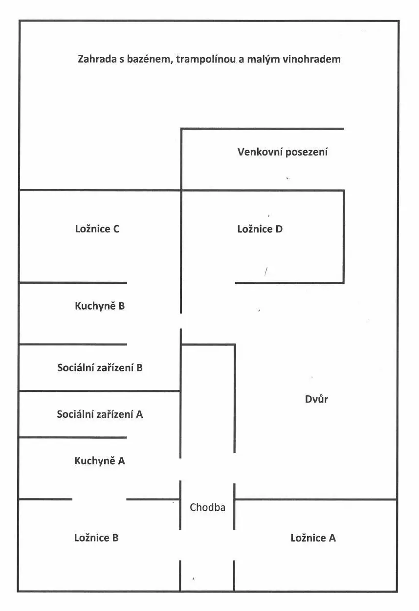 Půdorys domu - rozložení apartmánů